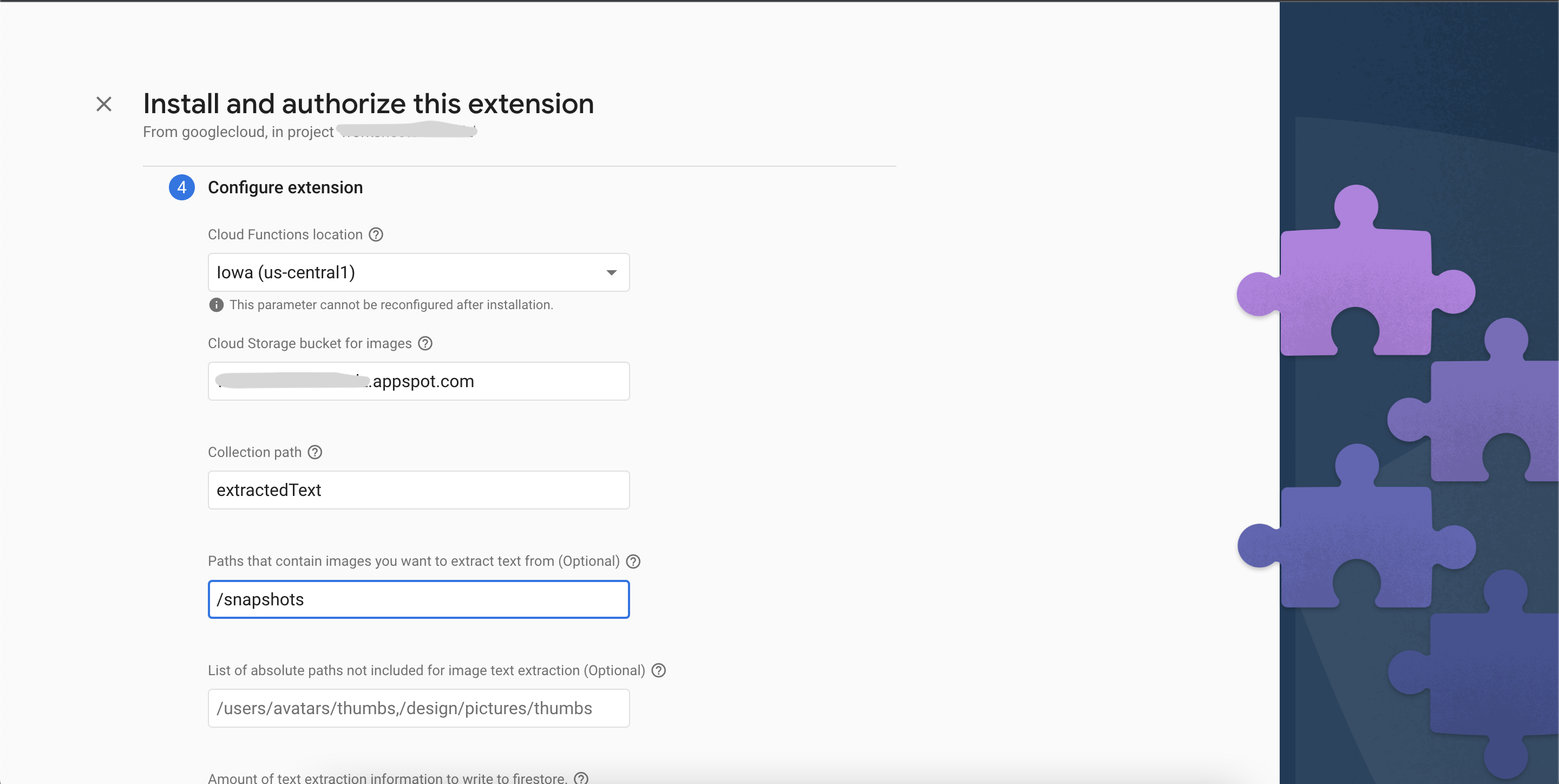 Configuring the cloud vision extension