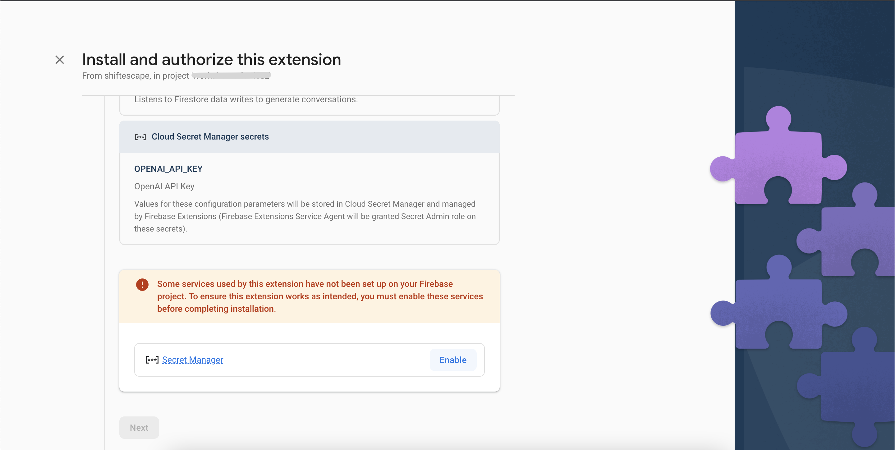 ChatGPT extension prerequisites
