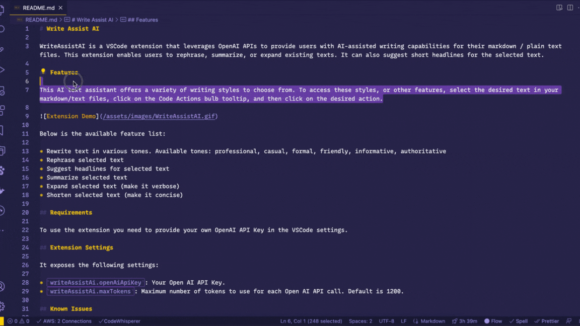 Write Assist AI working gif