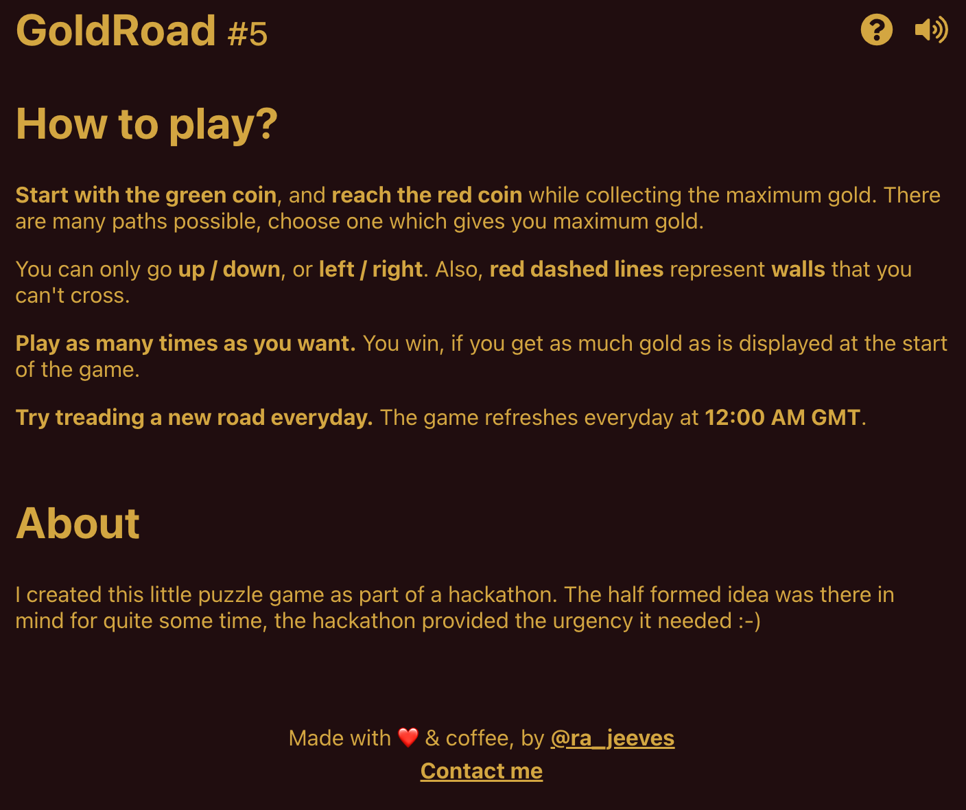 The about page screenshot