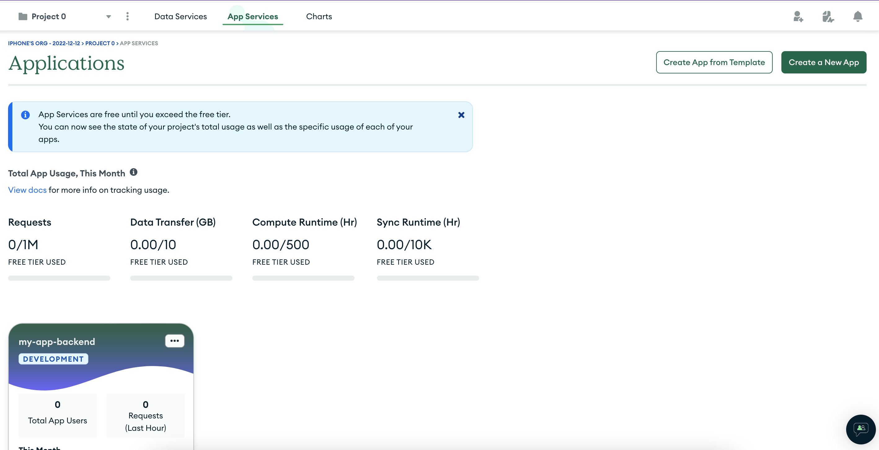 App services project view