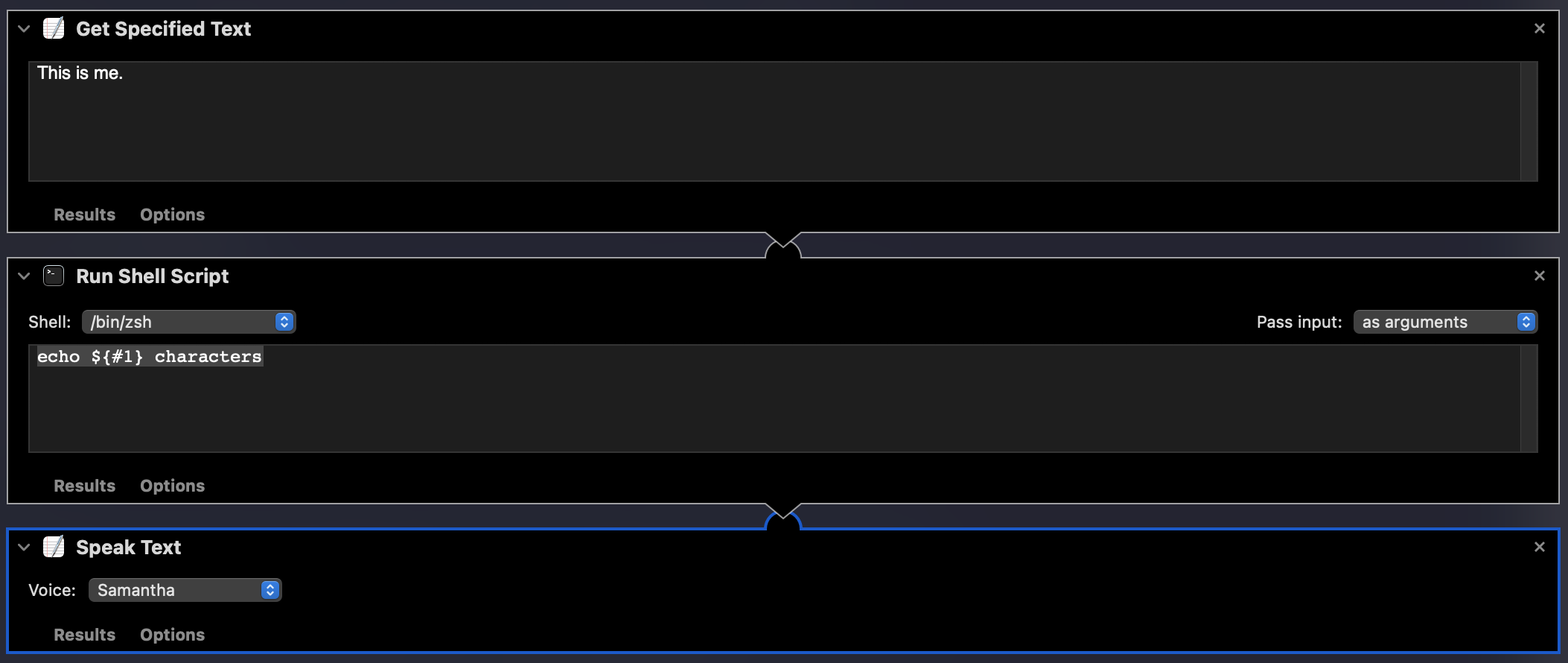 Adding the speak text action