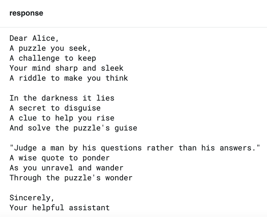 persona response for a puzzle 