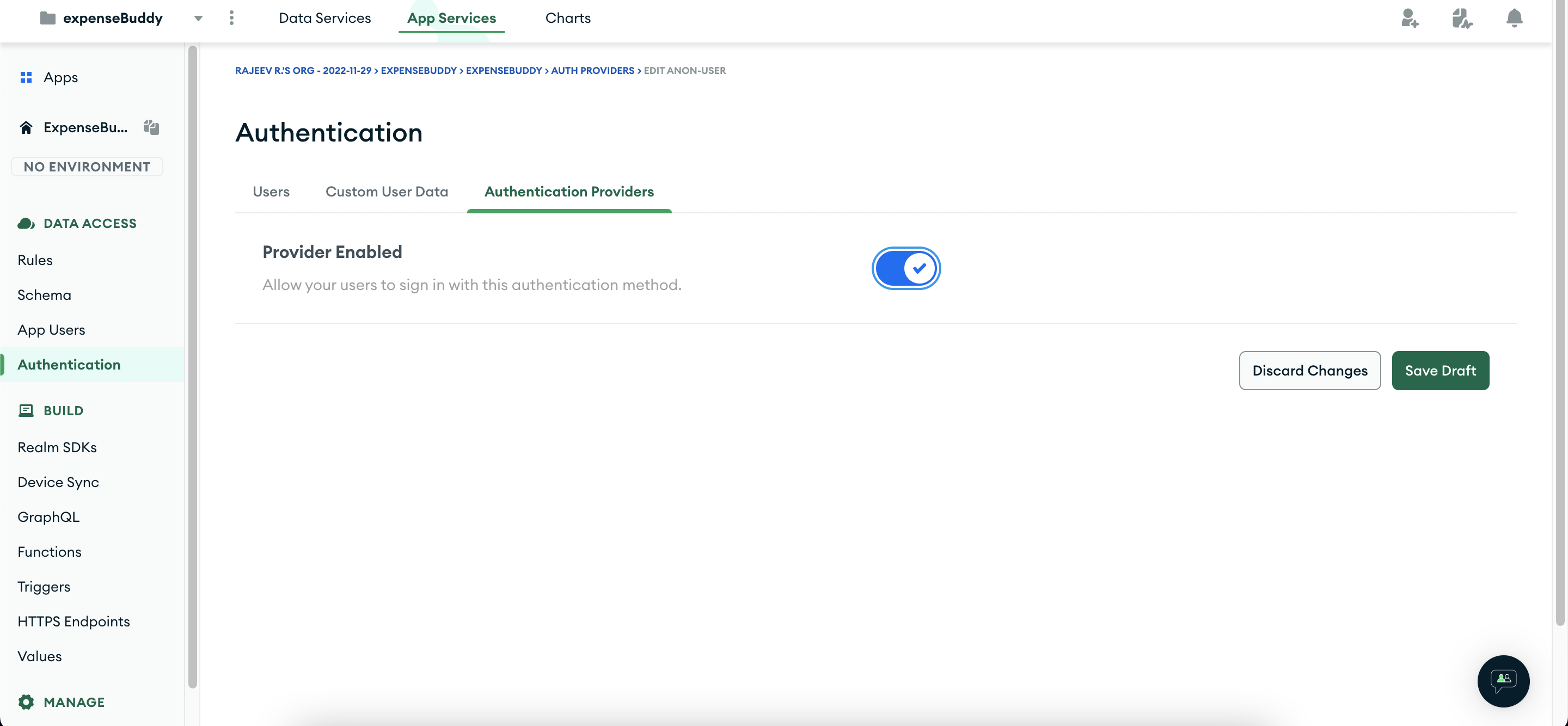 enable anonymous auth