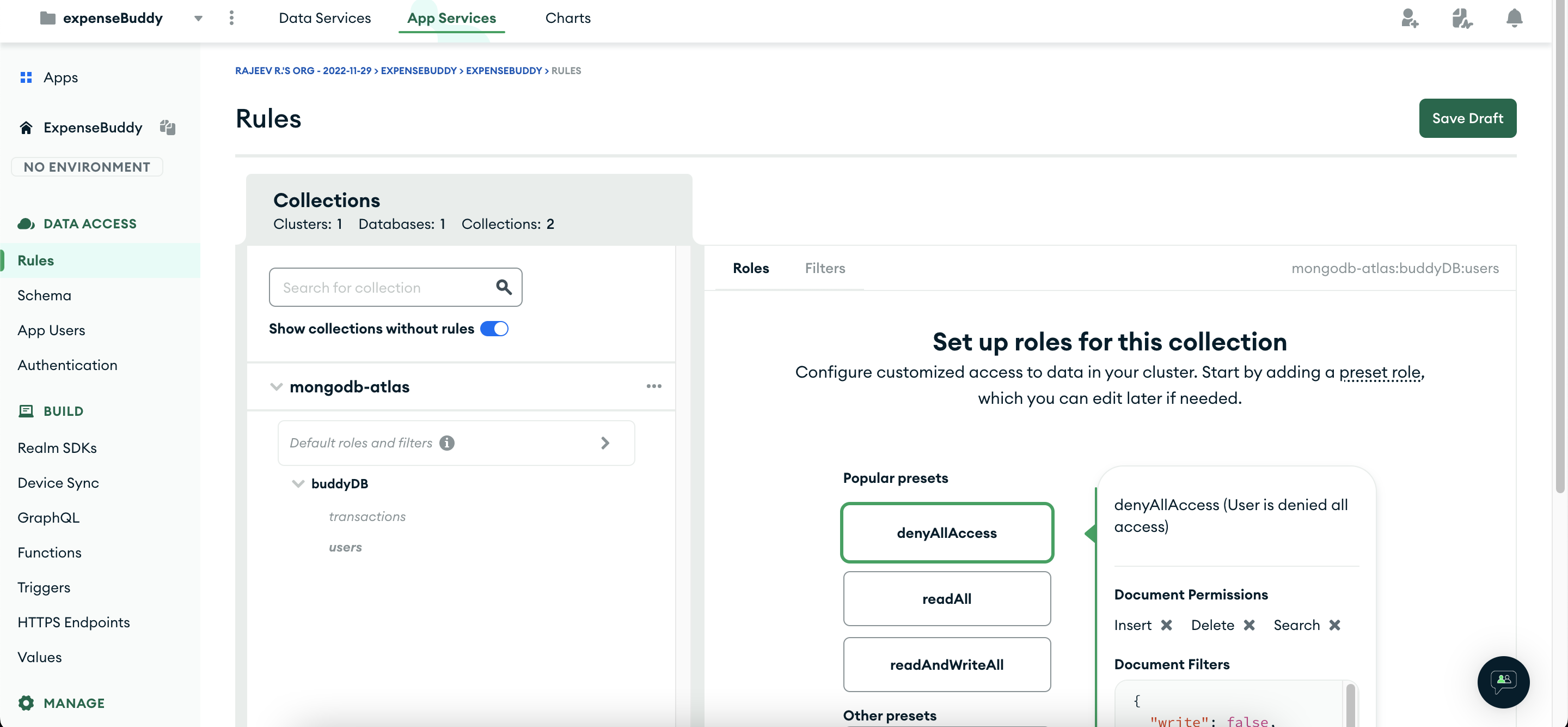 add data access rules