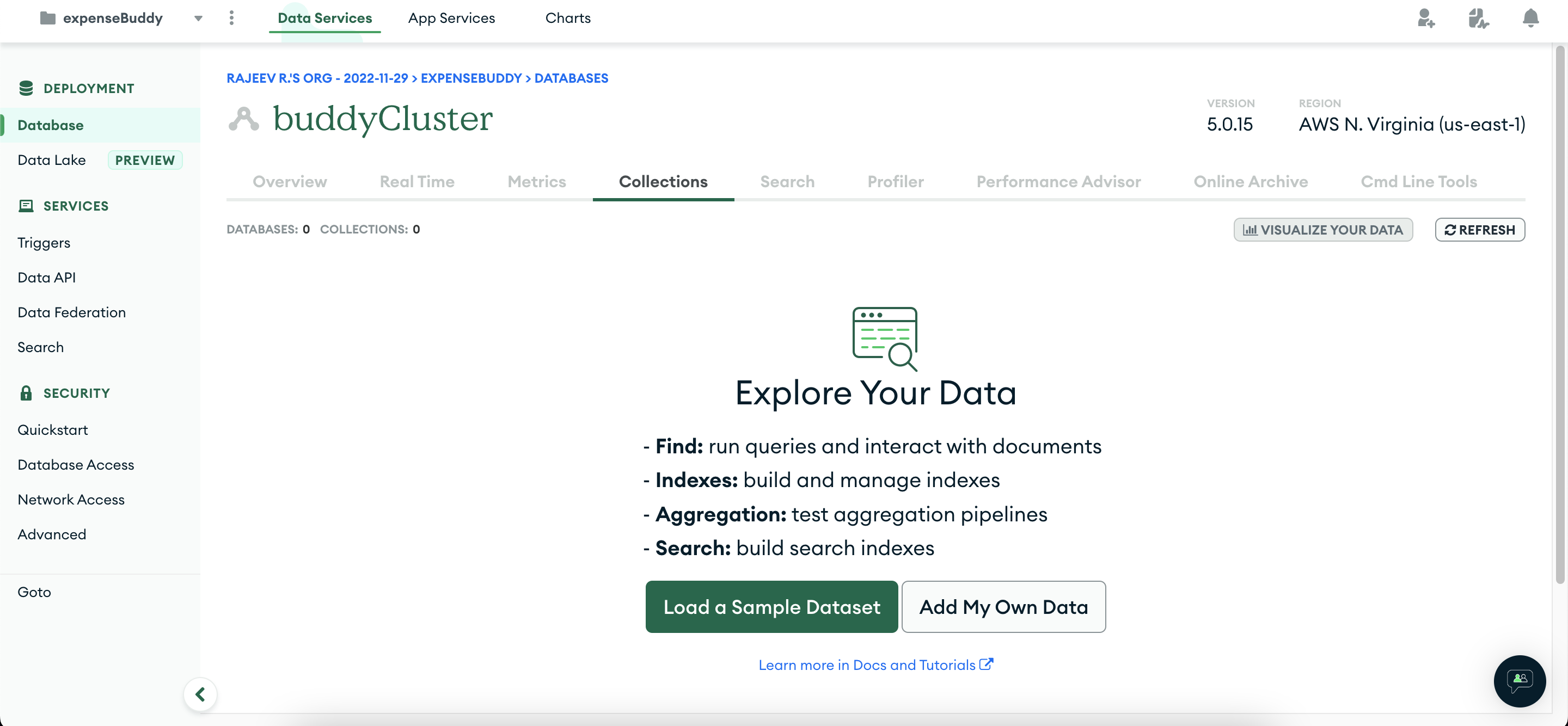 Create database page